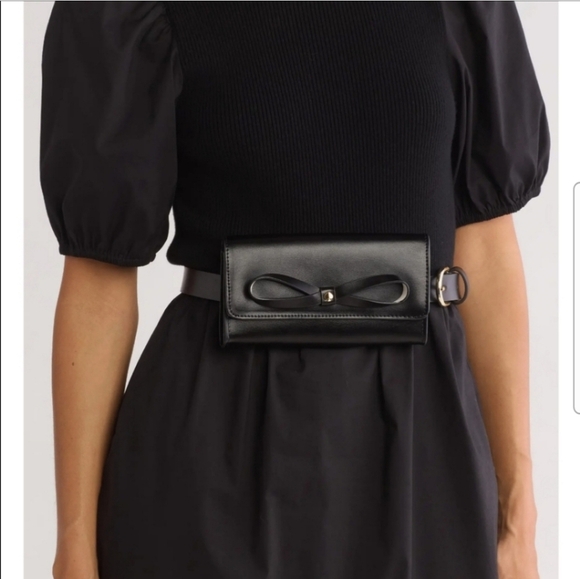 kate spade Handbags - NEW! KATE SPADE black bow adjustable  belt bag, genuine leather, crossbody NWT